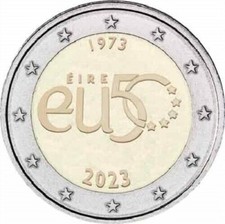 2 EURO IRLANDA 2023 - 50° DALL'ADESIONE ALL'UNIONE EUROPEA - FDC UNC -
