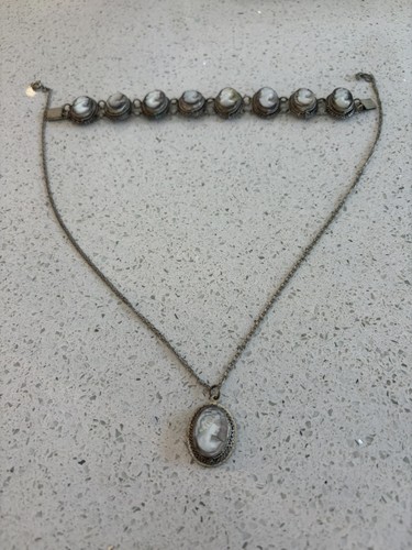 Set collana bracciale cammeo - collana,