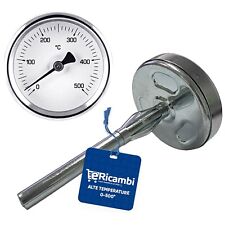 Termometro per Forno a Legna Fumi 500° C 60 MM Sonda Lunga CM 10 15 20 30 27802V