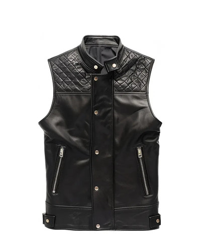 Gilet pelle uomo nero - pelle,
