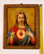 QUADRO SACRO CUORE DI GESU ANTICO Cm. 29 x 22 Stampa senza vetro