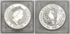 AUSTRALIA ONCIA ARGENTO .999 KOOKABURRA 1991  5 DOLLARI KM#164 MONETA 1 OZ