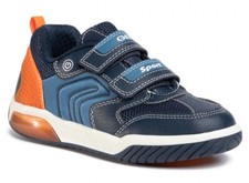 GEOX RESPIRA INEK J949CD scarpe bambino ragazzo sneakers tessuto pelle luci