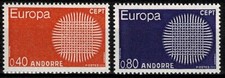 1970 ANDORRA FRANCESE EUROPA CEPT SOLE CON 24 NASTRI 2 V. MNH MF67232