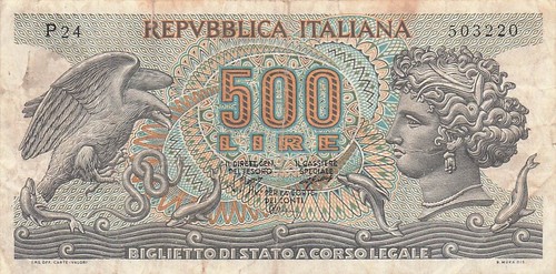 Banconota italia 500 lire - italia,
