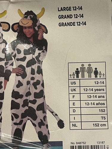 Youth cow costume size 14 - youth,