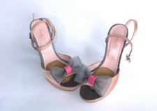 Carla Piccolo Sandali raso rosa da sposa n.35  scarpe tacco artigianale fiocco