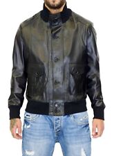 Giacca Polo Ralph Lauren Uomo Vera Pelle Nero Giubbotto Bomber VIETRI LEATHER