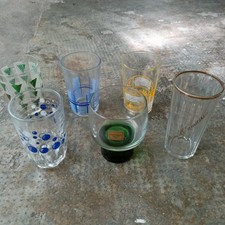 lotto 6 vecchi bicchieri vari colorati