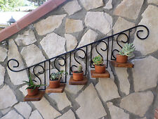 PORTA VASO PIANTE FIORI FIORIERA MENSOLA IN FERRO BATTUTO LEGNO RUSTICO RUSTICA 