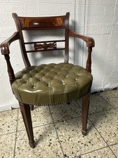 Poltrona in pelle "Anno" sedia a cupola Chesterfield verde poltrona con braccioli sedia da scrivania