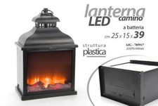 LANTERNA Lampada LED FINTO CAMINO da Tavolo Effetto Fuoco FIAMMA LUMETTO 39 cm