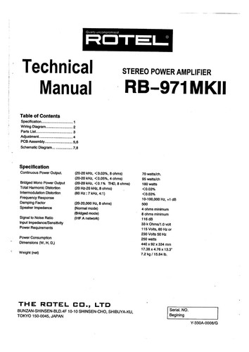 Manuale servizio per rotel - di,
