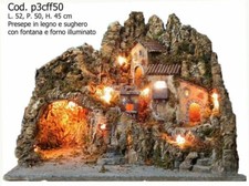 Presepe napoletano artigianale con fontana  forno  illuminato 52x50x45 cm