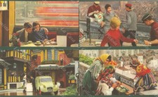 Singer. Serie di 4 cartoline pubblicitarie dei prodotti Singer, anni '60