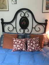 Testiera letto matrimoniale ferro battuto fine ‘800 con ovale dipinto a mano