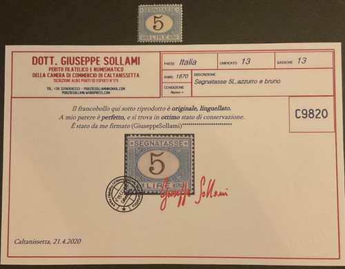 Regno 1870 segnatasse lire - , 5