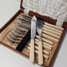Vintage lustrum fish cutlery - vintage,