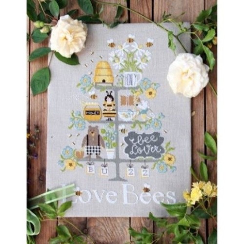 Love bees cross - love, stitch