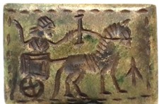 Antico re vicino orientale con pietra di giada per equitazione