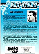 Programma Millwall - Barnsley Simod Cup 1988