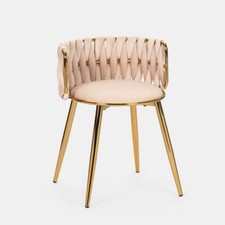 SEDIA CONSOLLE BEAUTY POLTRONA POLTRONCINA ANELLO VELLUTO ROSA CIPRIA PIEDI ORO