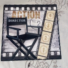 Sedia regista 3D a tema film Hollywood Wall Art bobina film design retrò 8x8