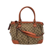 Autentica borsa Gucci beige monogramma arancione pelle Sukey media tote bag