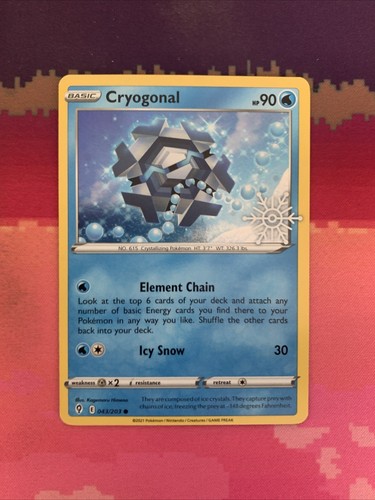 Pokemon card cryogonal advent - cryogonal,