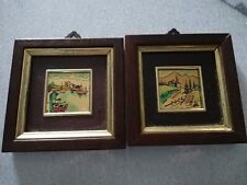 2 QUADRETTI IN FOGLIA D'ORO 23 KT SU ARGENTO 925% TEMA PAESAGGI ARLIANA