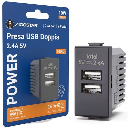 Aigostar presa usb doppia 4a - doppia, 2.4a
