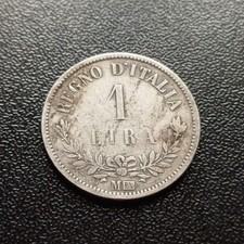 Vecchia Moneta Non Comune 1 Lira Valore 1863 Milano In Argento 835 G 5 Lotto 695