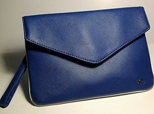 CARPISA borsa donna, a mano, eco-pelle blu, profili bianchi, VINTAGE, poco usata