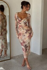 Abito midi maglia floreale