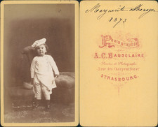 Baudelaire, Strasbourg, Marguerite Monoyer en petit cuisinier, 1873 Vintage CDV 