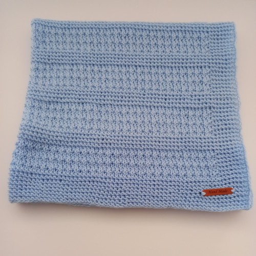 Coperta neonato blu - lavorata, a