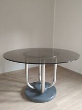 Tavolo rotondo vintage vetro e metallo altezza 73 cm e diametro del piano 120 cm