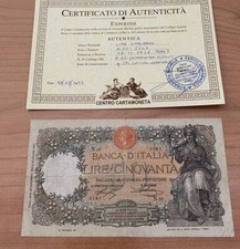 Banconota 50 Lire Buoi 28/12/1916 Q SPL PERIZIATA CERTIFICATO Rarissima