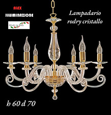 LAMPADARIO CRISTALLO 6 LUCI RODRY ORO SOSPENSIONE ARTIGIANALE ITALIANO