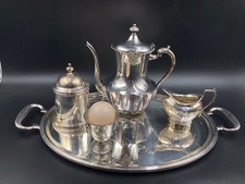 Set servizio caffè tè liberty centrotavola metallo argentato rilievo pesante