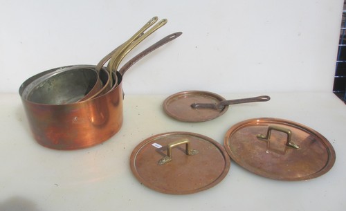 Antique copper pan set kitchen - pan,