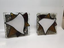 Coppia Di Applique Plafoniere Vintage Anni 80 Vetro Stile Tiffany