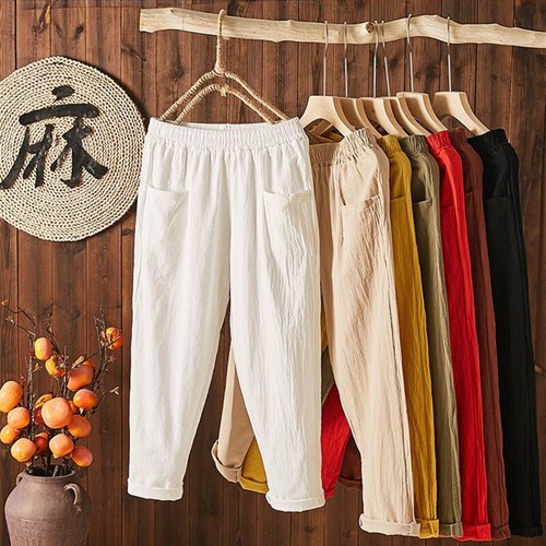 Pantaloni harem lino di - lino,