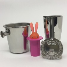 LOTTO SET ALESSI DESIGN &  SOTTSASS VINTAGE SECCHIELLO GHIACCIO AGITATORE