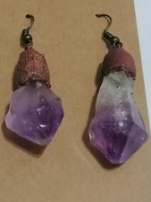 Orecchini Con Ametista Grezza  Lavorati A Mano