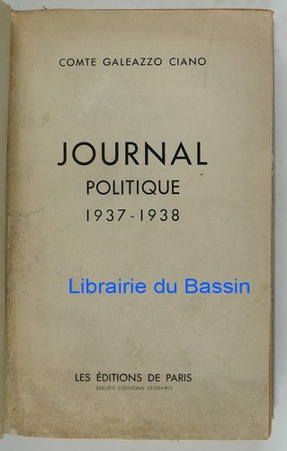 Journal politique 1937 1938 - politique, 1937-1938