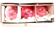 80s Christmas Natale set 3 sfere palline grandi vetro soffiato finissimo rosa