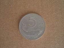 MONETA 5 CINQUE LIRE DELFINO -