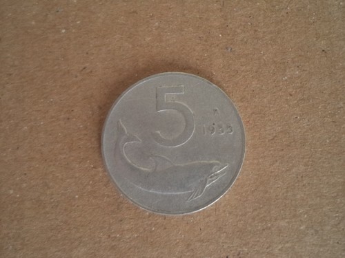Moneta cinque lire delfino - moneta,