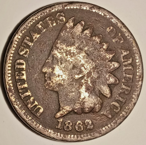 1862 indian head cent - head, low